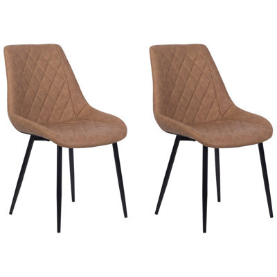 Beliani Set Of 2 Dining Chairs Maribel Faux Leather Golden Brown - image 1