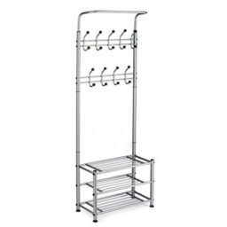 House Of Home Coat Stand With Shoe Storage Stand, Free Standing Hall Shoe Storage Stand Grey 18 Hooks And Shoe Bench - thumbnail 2