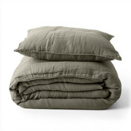 Where Saints Go Ltd Duvet Cover & Pillowcase Set - Moss Green - Muslin Cotton - Single - thumbnail 7