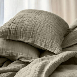 Where Saints Go Ltd Duvet Cover & Pillowcase Set - Moss Green - Muslin Cotton - Single - thumbnail 2