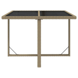 Berkfield Garden Table Beige 109X107X74 Cm Poly Rattan And Glass - thumbnail 3