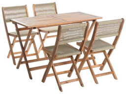 Wyld And Coco Beige Acacia Wood Garden Dining Set 120 X 60 Cm With Foldable Table And 4 Chairs - thumbnail 1