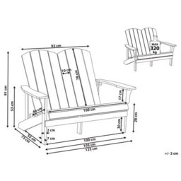 Beliani Garden Bench Adirondack 125 Cm Light Green - thumbnail 3