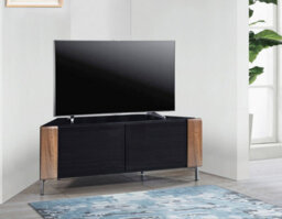 "Mda Designs Corvus Corner-Friendly Black With Walnut Profiles Black Beamthru Glass Doors Stand For Flat Screen Tvs Up To 50""" - thumbnail 2