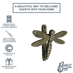 Brass bee Brass Dragonfly Door Knocker - Pewter Finish - thumbnail 7