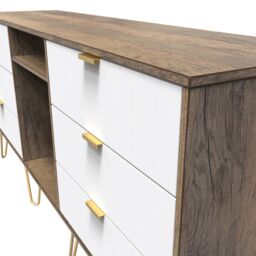 Linear Ready Assembled White Oak Effect Media Unit With 2 Shelves & 6 Drawers, (H)152Cm X (W)74Cm X (D)39.5Cm - thumbnail 5