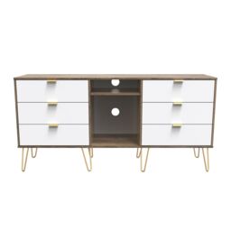 Linear Ready Assembled White Oak Effect Media Unit With 2 Shelves & 6 Drawers, (H)152Cm X (W)74Cm X (D)39.5Cm - thumbnail 2