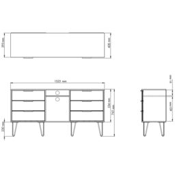 Linear Ready Assembled White Oak Effect Media Unit With 2 Shelves & 6 Drawers, (H)152Cm X (W)74Cm X (D)39.5Cm - thumbnail 4