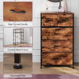 Lassic Vida Designs Chorley 5 Drawer Fabric Ukfr Chest Of Drawers, Rustic Brown - thumbnail 9