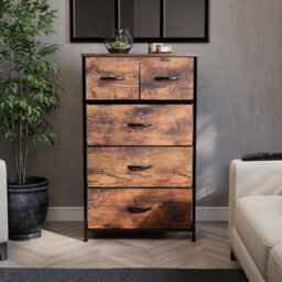 Lassic Vida Designs Chorley 5 Drawer Fabric Ukfr Chest Of Drawers, Rustic Brown - thumbnail 2