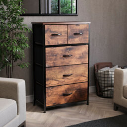 Lassic Vida Designs Chorley 5 Drawer Fabric Ukfr Chest Of Drawers, Rustic Brown - thumbnail 1