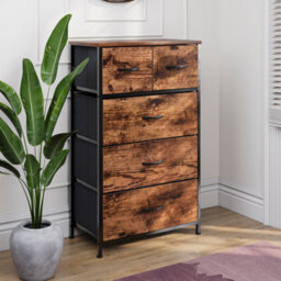 Lassic Vida Designs Chorley 5 Drawer Fabric Ukfr Chest Of Drawers, Rustic Brown - thumbnail 4
