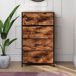 Lassic Vida Designs Chorley 5 Drawer Fabric Ukfr Chest Of Drawers, Rustic Brown - thumbnail 5