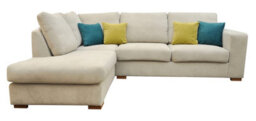 Dakota Fabric Left Cream Corner Sofa Suite - thumbnail 1