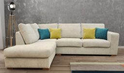 Dakota Fabric Left Cream Corner Sofa Suite - thumbnail 3