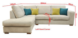 Dakota Fabric Left Cream Corner Sofa Suite - thumbnail 2