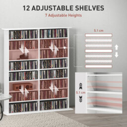 White Blu-Ray Storage Tower With 12 Adjustable Shelves - thumbnail 3