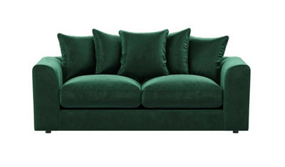 Sofaselectionuk Ltd Plush Velvet 3 Seater Sofa In Green Colour - image 1