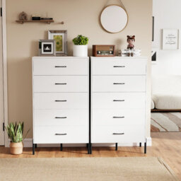 Gainoom 5-Drawer Dresser Modern Tall Chest Of Drawers Wooden Storage Organizer W/ Anti-Tipping Kits - thumbnail 7