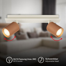 Briloner Coffee Grey Ceiling Light Gu10 Spotlight Bar 2 Way Adjustable Bulbs Sold Separately 32Cm Kitchen Hallway - thumbnail 2