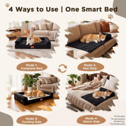 Luckracer Medium Dog Bed Sofa Washable Orthopedic Dog Beds Brown 75X50X15Cm - thumbnail 3