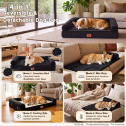 Luckracer Medium Dog Bed Sofa Washable Orthopedic Dog Beds Brown 75X50X15Cm - thumbnail 4