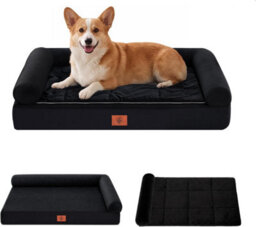 Luckracer Medium Dog Bed Sofa Washable Orthopedic Dog Beds Brown 75X50X15Cm - thumbnail 1