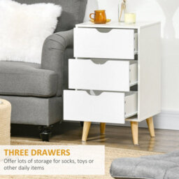 Wyld Haus Rato 3-Drawer Bedside Table, White Finish With Natural Wood Legs, Compact 40 X 35 X 68.5 Cm - thumbnail 5