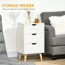 Wyld Haus Rato 3-Drawer Bedside Table, White Finish With Natural Wood Legs, Compact 40 X 35 X 68.5 Cm - thumbnail 4