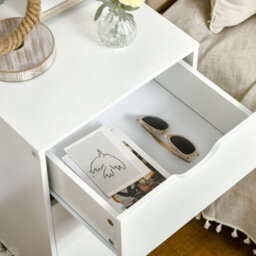 Wyld Haus Rato 3-Drawer Bedside Table, White Finish With Natural Wood Legs, Compact 40 X 35 X 68.5 Cm - thumbnail 7