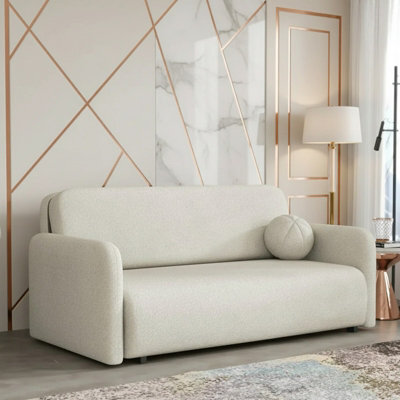 Viva Sun Iv Sofa Bed With Sleeping Function And Storage Compartment Chipboard Metal Legs 170X103X85Cm Cream - image 1
