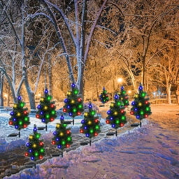 Amorly 2Pcs Solar Powered Christmas Tree Stake Lights, Waterproof Outdoor Xmas Decor For Yard Front Porch Garden Pathway Festive Lighting - thumbnail 4