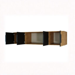 Bali Lux 4 Door Wardrobe With Mirrors Decorative Slats Spacious Closet For Bedroom Hallway Black With Oak Wotan - thumbnail 5