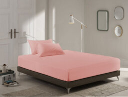 Homes & Linen Super Soft Brushed Microfiber Embossed Stripe Extra Deep Blush Pink Fitted Sheet 40Cm Mattress Cover - thumbnail 2