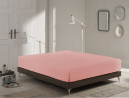 Homes & Linen Super Soft Brushed Microfiber Embossed Stripe Extra Deep Blush Pink Fitted Sheet 40Cm Mattress Cover - thumbnail 1