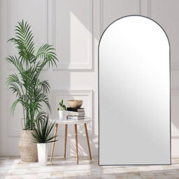 Large Black Arched Full Length Metal Mirror 170Cm X 80Cm