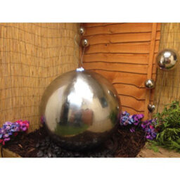 Outdoor Living UK 75Cm Stainless Steel Sphere Mains Power Water Feature With Cover - thumbnail 4