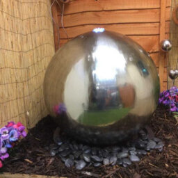 Outdoor Living UK 75Cm Stainless Steel Sphere Mains Power Water Feature With Cover - thumbnail 5
