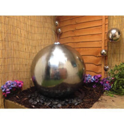 Outdoor Living UK 75Cm Stainless Steel Sphere Mains Power Water Feature With Cover - thumbnail 3