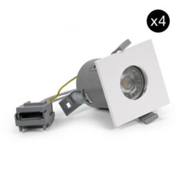 4 Pack - White Gu10 Square Fire Rated Downlight - Ip65 - Se Home - thumbnail 1