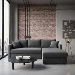 Orea Modern L Shape Sofa Bed With 2 Storage Compartments Reversible Fabric Corner Settee Sleep Function 227X150Cm Black Right - thumbnail 1