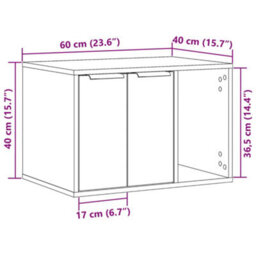 Vidaxl Cat Litter Box Enclosure Old Wood 60X40X40 Cm Engineered Wood - thumbnail 3