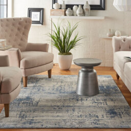 Ivory Blue Luxurious Abstract Modern Machine Made Easy To Clean Rug For Living Room Bedroom And Dining Room-282Cm X 389Cm - thumbnail 1