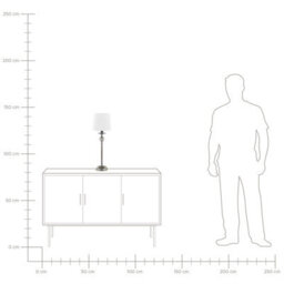Beliani Table Lamp - Tall Sculpted Silver Metal Base, White Empire Shade, Glass Accents - W18 X D18 X H62Cm - thumbnail 6