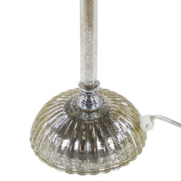 Beliani Table Lamp - Tall Sculpted Silver Metal Base, White Empire Shade, Glass Accents - W18 X D18 X H62Cm - thumbnail 5