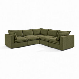 Furniturebox Uk Echo Green Linen-Look Fabric 4 Seater Modular Corner Sofa - thumbnail 6