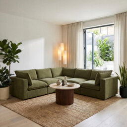 Furniturebox Uk Echo Green Linen-Look Fabric 4 Seater Modular Corner Sofa - thumbnail 5