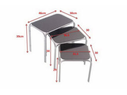 Aspect Furniture Set Of 3 Rectangle Nesting Tables With Black Glass Chromed Silver Legs - thumbnail 3