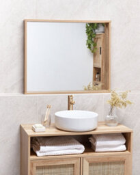 Beliani Wall Mirror Rosell 80 Cm 65 Cm Light Brown - thumbnail 2