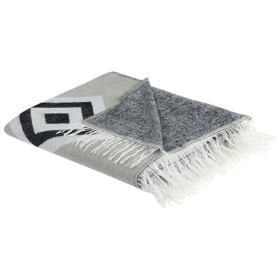 Beliani Blanket Kattike Fabric 130 X 170 Cm Grey - image 1